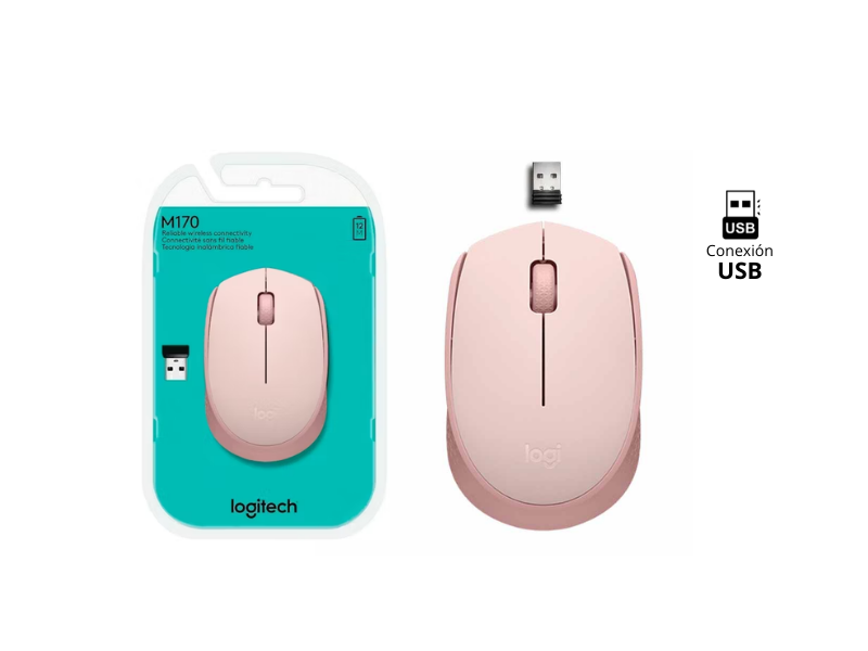 MOUSE LOGITECH OPTICO M170 WIRELESS ROSADO